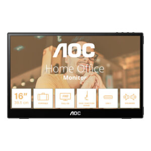 AOC 16T20 15.6  (1920x1080) IPS Portable Monitor BLACK with Smart Cover and Speakers