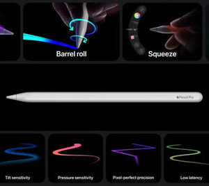 Apple Pencil Pro Stylus for iPad Pro iPad Air Double Tap Hover Squeeze Wireless Charging