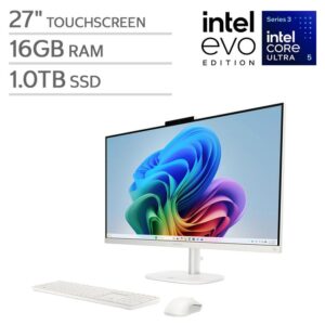 HP OmniStudio 27-CY0127C ALL-IN-ONE Core™ Ultra 5 325 1TB SSD 16GB 27 (1920x1080) TOUCHSCREEN WIN11 COTTON WHITE Wireless Keyboard & Mouse US Sales Only