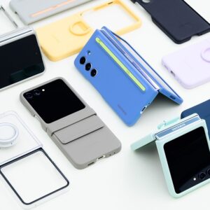 Samsung Galaxy Z Flip5 Gadget Case CLEAR : Soft Shell Case Style, Wireless Charging Compatible, Integrated Stand
