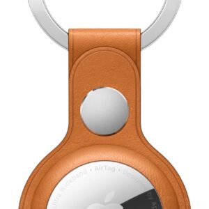 Apple AirTag Leather Key Ring - Golden Brown