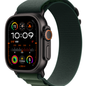 Apple Watch Ultra 2 GPS + Cellular, 49mm Black Titanium Case with Dark Green Alpine Loop - L
