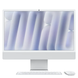 Apple iMac 24 ALL-IN-ONE 2024 M4 Chip 256GB SSD 16GB 23.5 4.5K (4480x2520) RETINA macOS Sequoia Webcam Keyboard Mouse SILVER