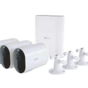 Arlo Pro 4 Spotlight Camera Security Bundle - 3 Wire-Free Cameras Indoor/Outdoor 2K with Color Night Vision (12 pieces) - White