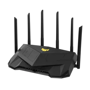Asus TUF AX6000 WiFi 6 Dual-Band 2.5 Gigabit Wireless GAMING Router BLACK : with AiMesh Support, 6 Fixed Antennas, 4 x Gigabit LAN, 4 x Gigabit LAN / 1 x 2.5 Gigabit LAN / 1 x 2.5 Gigabit WAN / Ethernet Ports