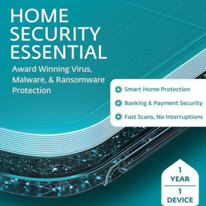 ESET Home Security Essential Antivirus 2025 Edition 1 Device / 1 Year (Digital Delivery Only) : Universal / Global Compatibility, PC / Mac / Android, Parental Control / Privacy, IOT Protection, Ransomware