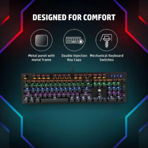 HP GK100/SPN Mechanical Gaming Keyboard, Metal Panel and Frame, RGB Backlit, Black (SPANISH) - MOQ 20 pcs. per Master