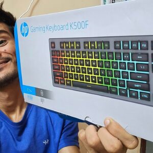 HP K500F Wired Membrane Gaming Keyboard, RGB Backlit, Ergonomic Suspended Keycaps - Gun Metal Color (ENGLISH) - MOQ 20 pcs. per Master