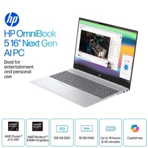HP OmniBook 5 16-BA1058 Core™ i5-1334U 512GB SSD 8GB 16  WUXGA (1920x1200) IPS WIN11 GLACIER SILVER Backlit Keyboard
