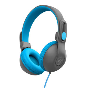 JLab Jbuddies Studio 2 Wired Headset BLUE / GRAY : On-Ear / Over-the-Head, Adjustable Headband, Ear Cushion, Volume Safe Listening