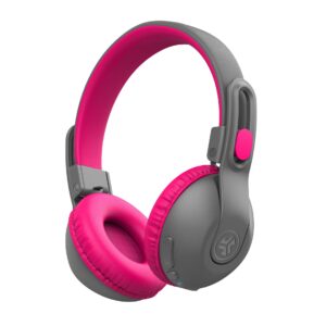 JLab Jbuddies Studio 2 Wired Headset PINK / GRAY : On-Ear / Over-the-Head, Adjustable Headband, Ear Cushion, Volume Safe Listening