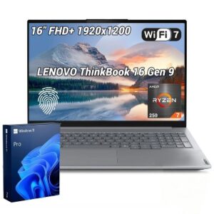 Lenovo ThinkBook 16 Gen 9 AMD Ryzen™ 7 250 512GB SSD 16GB 16  (1920x1200) No OS LUNA GREY Backlit Keyboard FP Reader