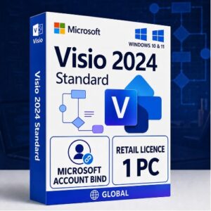 Microsoft Visio 2024 Professional Lifetime License for Windows 1 Device (Digital Delivery Only) : Bind to Email, Universal / Global Compatibility