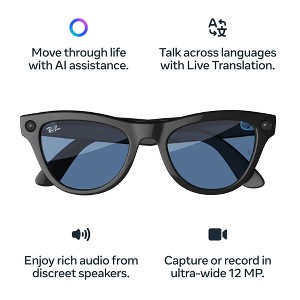 Ray-Ban Meta Skyler Smart Glasses : Clear Transitions Cerulean Blue Lense, Black Frame