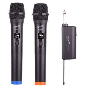 Supersonic SC-907VHF VHF Dual Fix Channel Wireless with Microphone with Dual Handheld Transmitters, LED Status Indicator, Long Battery Life for Singing Karaoke, Dj Party, Home KTV Set (Must be purchased in packs of 10)