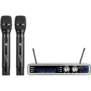 Supersonic UHF Dual Channel Wireless Microphone Systems with Dual Handheld Transmitters, LED Status Indicator, Long Battery Life for Singing Karaoke, Party, Home KTV Set (Must be purchased in packs of 5)