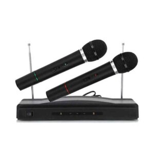 Supersonic VHF Dual Channel Wireless Microphone with Dual Handheld Transmitters, LED Status Indicator, Long Battery Life for Singing Karaoke, Dj Party, Home KTV Set (Must be purchased in packs of 5)