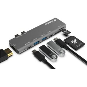 Verbatim 7-in-2 USB C Docking Station with 4K HDMI, 100W Power Delivery, USB 3.0, SD Card Readers for MacBook Pro and USB C Laptops