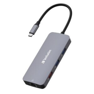 Verbatim 9-in-1 USB C Docking Station with 4K HDMI, 100W Power Delivery,3 USB 3.0, SD Card Readers, Gigabit LAN, 3.5mm Port for USB C Laptops