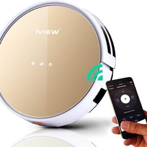 iView Smart Vacuum Pro WiFi Cleaning Robot w/ Floor Mopping, Built-in Gyroscope, Virtual Walls, Works with Amazon Alexa and Google Assistant GOLD